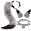 DRESHOW Volpe Coda di Pelliccia Sintetica Orecchie di Gatto Fermaglio per Capelli Costume da Festa di Halloween Girocollo al Collo Set Cosplay