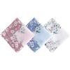 HOULIFE Fazzoletti da donna in 100% cotone con stampa floreale fiore di ciliegio 3/6 pezzi 43 x 43 cm, Motivo 1, 45*45 cm