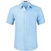 HISDERN Camicia da Uomo Maniche Corte Estiva Camicie Casual Colore Solido Spiaggia Vacanza Camicia con Tasca Regular Fit