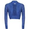Fashion Mark Cardigan da donna corto a maniche lunghe in lurex metallizzato aperto sul davanti, shinny lavorato a maglia, bolero crop top taglia UK 8-18, Blu reale, 44-46