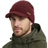 TOP-EX PolarWool Berretto in lana merino con visiera e fodera in pile, taglia M - XXL, impermeabile, unisex, per attività all'aria aperta, idea regalo, rosso bordeaux, XL/XXL