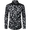PARKLEES Camicia da uomo in raso con bottoni a maniche lunghe con stampa in seta hipster slim fit, Zlcl36-108-nero Grigio, S