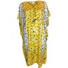 Ethnique Mode Caftano Lungo con Stampa Elefanti, Stile Boho, Vestito da Spiaggia in Cotone, Caftano lungo da donna (GIALLO, Taglia Unica)