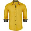 HISDERN Camicia Formale da Uomo Gialla Elegante a Maniche Lunghe per Uomo Business Casual Regular Fit Button Down Camicia Sposa da Lavoro con Tasche,Giallo,4XL