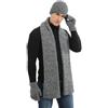 KRUIHAN Cappello Sciarpa e Guanti Set Guanti da Uomo Touch Screen Berretto Foderato in Pile Elasticizzato Cappello Sciarpa Inverno Termico 3 PZ Set Regalo per Uomo,Grigio Chiaro