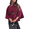 ZICUE Donne Poncho Con Maniche A Pipistrello Capispalla Elegante Taglio Corto Cappotto Invernale Con Maniche A 3/4 Rosso Vinaccia L