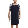 Enjoyoself Maglie Pigiama Maniche Corte Camicie da Pigiama da Uomo in Cotone per Primavera Autunno-Maniche a Quadri Blu Marino/L