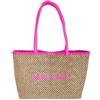 4giveness Borsa da spiaggia traforata in cartapaglia con ricamo contrasto di coloro, manici e ricamo al bordo superiore in contrasto di colore. Dimensioni Larghezza: 42cm Altezza: 35 cm P