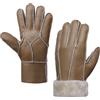 MGGMOKAY Uomo Guanto invernale Uomo pelle di pecora Shearling Guanti per inverno freddo,Cammello,S