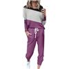 Generico Tuta Casa Donna Invernale Curvy Completo 2 Pezzi Girocollo Felpa Manica Lunga Pullover Top E Pantaloni Set Coordinati Abbigliamento Elegante Larghe Tute Palestra Sportivo Tuta Casual Firmate