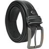 No Limits Cintura Uomo in Vera Pelle con Doppia Cucitura a Contrasto, Alta 3,5 cm, Fibbia Nickel Free, Accorciabile, Con Scatola, Nero