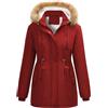 FemiChic Cappotto Donna Invernale Giubbotto Parka in Pelliccia Caldo Giacca con Cappuccio Giacche Casual Cappotti Invernali Foderato in Pile Inverno Outdoor(Rosso vino,S)