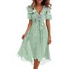 Generico Vestiti Donna Mare Curvy Donna Larghi Midi Spiaggia Scolla a V Summer Dresses for Women Floreale Leggero Boho Comode Stile Impero Verano Abito Lungo Estivo XXL