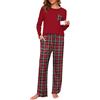 Namatime Pigiama lungo da donna, in cotone, con stampa loungewear in due pezzi, a maniche lunghe, con tasche, per autunno e inverno