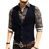 HSLS Gilet da uomo classico in tweed di lana Gilet casual panciotto a spina di pesce per smoking(L, Marina Militare)