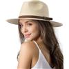 FURTALK Cappello Panama da Donna Cappello da Sole in Paglia a Tesa Larga per Uomo e Donna Cappello di Paglia Regolabile