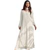 Sambhav Quilt Hub Donna pesante Partywear chinon seta con ricamato dritto Kurta con pantaloni e seta misto Dupatta, Bianco, L
