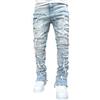 Generic Jeans Skinny da Uomo, Modello Dritto, Modello a Gamba Larga, Pantaloni in Denim alla Moda, sfilacciati e rovinati