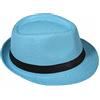 Miobo Cappello di paglia Fedora/Trilby, con nastro, contro il sole, per stile gangster Celeste (cappello di paglia). 58