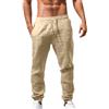 Luadnysin Pantaloni Uomo Estivi,Comodi Cotone Leggero Pantalone Lino Estivo Puro Pantalaccio Larghi di Casual Tasche Laterali Harem Sportivi Freschi con Elastico in Vita Tuta Estiva,Khaki,Kaki,XXL