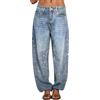 Generic Donne Casual Strass Loose Harem Jeans Baggy Dritti a Gamba Larga Pantaloni in Denim Vita Alta Primaverili Vintage Pantaloni Larghi Harem Casual Jeans Lucidi Sparkly Brillantini (A01-Light Blue, XXL)