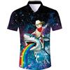 ALISISTER Camicia Hawaiana Uomo Abbottonata T-Shirt Manica Corta Tropicale Galaxy Shark Modella Camicia da Spiaggia Estiva Aloha Regolare Cowboy Gatto Hawaii Wear XL
