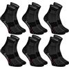 Rainbow Socks - Donna Uomo Colorate Calzini Corti di Cotone - 6 Paia - Nero - Taglia 47-50