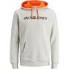 JACK & JONES Felpa con Cappuccio con Logo Male, White Melange (Shocking Orange/Reg Fit), XXL (EU) Uomo