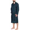 John Christian Vestaglia leggera da uomo in cotone spazzolato a quadri verde e blu navy