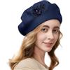 Gajaous Cappello Beret con Ricamo di Fiori per Donna, in Maglia Stile Francese, Elegante a Colore Solido per Donne e Ragazze
