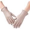 Keninll Guanti da donna in pelle, invernali, foderati in pile, compatibili con touchscreen per guida e ciclismo, antivento, caldi e morbidi, Beige, L
