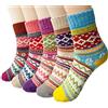 Justay 5paia Calze Termiche da Donna, Calzini Donna Vintage di Lana Invernali Traspirazione per Casuale