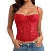 LEACOOLKEY Corsetto per Donna Top Bustier Sexy in Pizzo e Mesh Che Escono Top Corto con Spalline per Uscite Serate Appuntamenti e Feste,XL,Rosso
