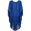 Minetom Donna Poncho Cape Elegante Scialle Cappotto Estivo Leggero Fronte Aperto Wrap Cover Up Mantella Cardigan con Frange Blu Scuro Taglia Unica