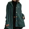 WSLCN Cappotto da donna in velluto a costine, camicia a maniche lunghe, giacca con tasche, verde, M