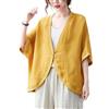 Generic Blazer per Le Donne Cardigan in Cotone E Lino da Donna Giacca Estiva Leggera Casual Kimono Aperto sul Davanti Coprispalle con Scollo A V Poncho Bolero Blazer Cappotto Giallo S