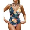CUPSHE, Costume da bagno intero da donna, con scollo a V, controllo della pancia, doppie cinghie regolabili, con cout-out sul retro e anello O-ring, S