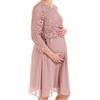 Herzmutter Abito Premaman Elegante - Abito Gravidanza Cerimonia - Abito Pizzo Chiffon - per Occasioni Festive-Feste di Nozze - Crema-Blu-Rosa - 6400