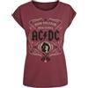 AC/DC High Voltage - Rock 'N' Roll Donna T-Shirt Borgogna 100% Cotone Relaxed