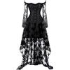 KHIRVWL Abito Gotico da Donna a Maniche Lunghe Vintage Corsetto a Maniche Lunghe in Rete di Pizzo Gonna Abito Abito Abito Medievale Abito Rinascimentale Abito da Cocktail da Sera Punk Scuro
