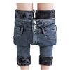 Generic Jeans da donna a vita alta gamba dritta in pile pantaloni in denim per le donne jeans termici invernali lunghi plus size pantaloni termici foderati in pile pantaloni in pile pantaloni a gamba larga