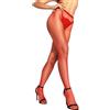 sofsy Collant a Rete Donna Sexy - Rosso Tentazione, Calze a Rete a Vita Alta, Taglia Medium/Large - Nylon Resistente - Made in Italy