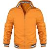 ZDJSWJ Giacca da uomo leggera bomber autunno Giacca sportiva Slim Outdoor Windbreaker tempo libero Sport uniformi scolastiche, Colore arancione, L