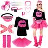 MINGJAY Costume Anni 80 Anni 90 Donna,Accessori Anni 80 Donna Set,80 Abbigliamento da Discoteca,Accessori Costume Anni '80costume,per Festa a Tema Carnevale Halloween Natale Cosplay