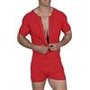 GYMAPE Uomo Manica Corta Tutina Henley Pigiama in Tuta Super Confortevole Elastico Cotone Un Pezzo Indumento