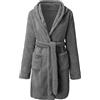 Generic Vestaglia Pigiama da Uomo Accappatoio con Cappuccio a Maniche Borsa Sauna Collo Scialle Autunno Inverno in Pile di Flanella