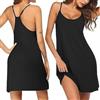Ekouaer Camicia da Notte Donna in bambù Estiva Sexy Sottoveste con Spalline Regolabili Senza Maniche Vestiti per Casa, Nero XXL