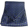 Avantgarde Foulard uomo di seta ascot cashe blu fantasia disegni gialli ocra verdi azzurri (a doppia pala, blu 10 fiorellini gialli dis verdi acido)