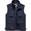 MISSMAO Gilet da Pesca Senza Maniche da Uomo, Giacca Lavoro Smanicato Leggera da Esterno Multitasche In Tessuto Softshell Antivento per Viaggi, Escursionismo, Corsa E Golf Blu L