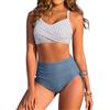 Nadeer Costume da Bagno Donna Push Up Scollo a V Imbottito Reggiseno Due Pezzi Bikini Pantaloncini da Bagno con Coulisse Laterale a Pieghe Sexy Spiaggia Beachwear Swimwear